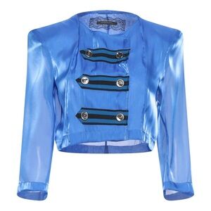 Patrizia Pepe Sera - NWT Blue Satin Cropped Jacket US 6 / small